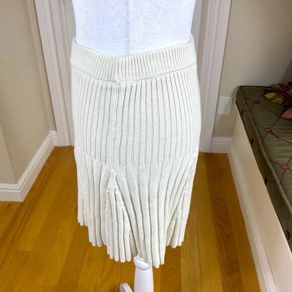 Reformation Skirt Knit Ribbed Ivory Mini Organic Cotton (S) - Picture 4 of 9
